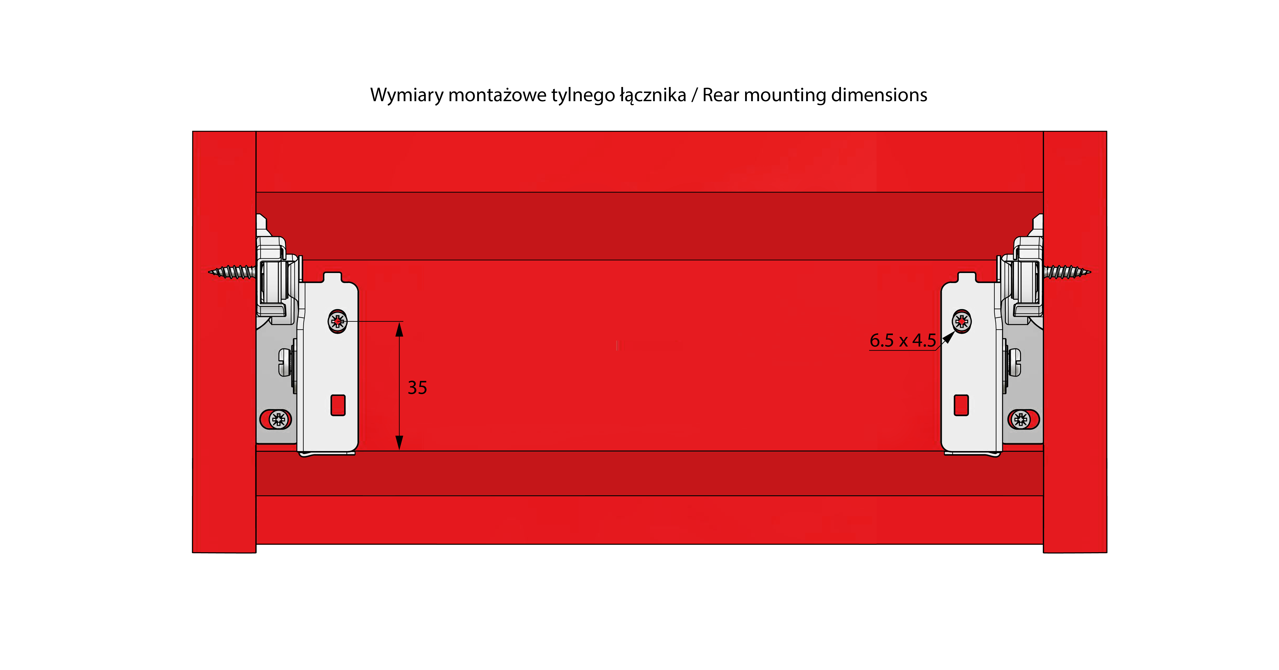 Wymiary montażowe metalboxu H=86mm